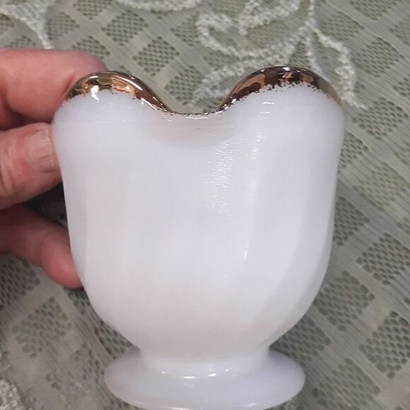 Anchor Hocking Vintage Fire King Suburbia Swirl  Cream & Sugar Bowl gold trim - Picture 5 of 15
